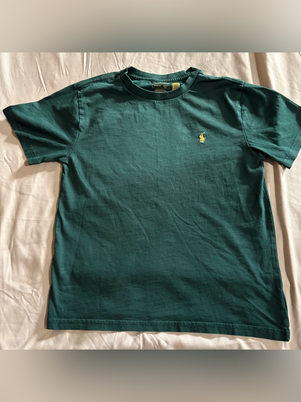 Authentic Polo Ralph Lauren Boys Green Crewneck T-Shirt Gold Pony Size M 10-12